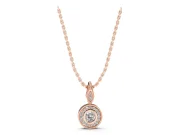 Round Lab-Grown Diamond Vintage Halo Pendant Necklace | Bezel and Milgrain | Rose Gold