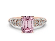 Emerald Cut Multi Row Pave Engagement Ring Setting for a Fancy Pink Lab-Grown Diamond | Rose Gold