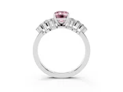 Fancy Pink Emerald Cut Diamond Cluster Engagement Ring Set in Silver with Pavé Band and Prong Setting