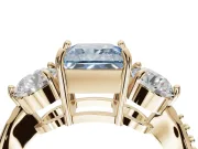 Princess Cut Three Stone Engagement Ring Setting for a Fancy Blue Lab-Grown Diamond | Tapered Pave Band | Yellow Gold