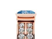 Radiant Cut Half Bezel Engagement Ring Setting for a Fancy Blue Lab-Grown Diamond | Double Row Channel Band | Rose Gold