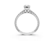 Emerald Cut Engraved Solitaire Engagement Ring Setting | Milgrain Edges | White Gold