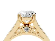 Oval Cathedral Channel Set Engagement Ring Setting | Double Claw Prongs | Yellow Gold