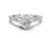 Heart-Shaped Pavé Solitaire Engagement Ring Setting | Crossover Gallery | Platinum