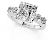 Asscher Cut Close Set Five Stone Engagement Ring Setting | Platinum