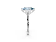 Fancy Blue Marquise Cut Diamond Solitaire Ring Set in White gold with Twisted Band and Bead Prong Setting