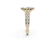 Oval Halo Side Cluster Engagement Ring Setting | Graduated Channel Band | Yellow Gold