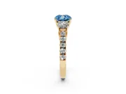 Cushion Cut Engagement Ring Setting for a Fancy Blue Lab-Grown Diamond | Three Stone | Yellow Gold