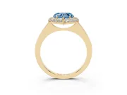 Heart-Shaped Pave Halo Engagement Ring Setting for a Fancy Blue Lab-Grown Diamond | Slim Plain Band | Yellow Gold