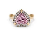 Heart-Shaped Halo Engagement Ring Setting for a Fancy Pink Lab-Grown Diamond | Square Profile Band | Yellow Gold