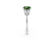 Round Cluster Accent Engagement Ring Setting for a Fancy Green Lab-Grown Diamond | Platinum