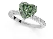 Heart-Shaped Pavé Engagement Ring Setting for a Fancy Green Lab-Grown Diamond | Sterling Silver - Design NV-24928