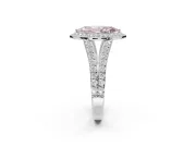 Marquise Halo Pavé Engagement Ring Setting for a Fancy Pink Lab-Grown Diamond | Narrow Split Shank | White Gold