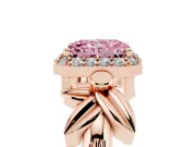 Radiant Cut Floral Halo Engagement Ring Setting for a Fancy Pink Lab-Grown Diamond | Rose Gold