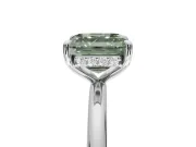 Asscher Cut Hidden Halo Ring Setting for a Fancy Green Lab-Grown Diamond | Platinum