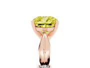 Fancy Yellow Cushion Cut Diamond Solitaire Twisted Band Ring Set in Rose gold with Accent Stones and Prong Setting