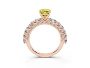 Cushion Cut Shared Prong Engagement Ring Setting for a Fancy Yellow Lab-Grown Diamond | Rose Gold