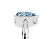 Fancy Blue Pear Cut Diamond Halo Engagement Ring Set in Platinum with Plain Split Shank and Prong Setting