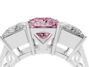 Princess Cut Three Stone Engagement Ring Setting for a Fancy Pink Lab-Grown Diamond | Beaded Shoulders | Platinum