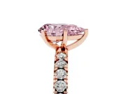 Fancy Pink Pear Cut Diamond Pavé Band Solitaire Set in Rose gold with Prong Setting