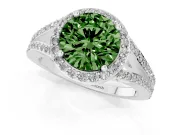 Round Halo Engagement Ring Setting for a Fancy Green Lab-Grown Diamond | Pave Split Shank | Platinum
