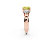 Princess Cut Three Stone Engagement Ring Setting for a Fancy Yellow Lab-Grown Diamond | Wide Plain Band | Rose Gold