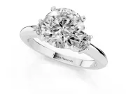 Round Three Stone Engagement Ring Setting | Round Side Stones | White Gold