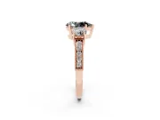 Pear-Shaped Three Stone Engagement Ring Setting for a Black Center | Graduated Pavé Band | Rose Gold