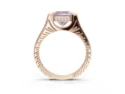 Princess Cut Vintage Cathedral Engagement Ring Setting for a Fancy Pink Lab-Grown Diamond | Carved Band | Rose Gold
