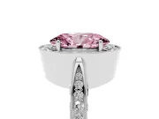 Oval Vintage Milgrain Halo Engagement Ring Setting for a Fancy Pink Lab-Grown Diamond | Side Stones and Pave | Platinum