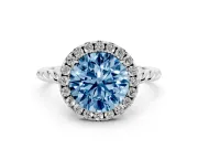 Round Rope Halo Engagement Ring Setting for a Fancy Blue Lab-Grown Diamond | White Gold