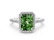 Radiant Cut Halo Engagement Ring Setting for a Fancy Green Lab-Grown Diamond | White Gold - Design NV-24729