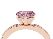 Heart-Shaped Vintage Pavé Engagement Ring Setting for a Fancy Pink Lab-Grown Diamond | Rose Gold