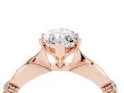 Marquise Floral Solitaire Engagement Ring Setting | Sculpted Leaf Shoulders | Rose Gold