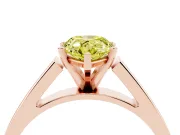 Fancy Yellow Pear Cut Diamond Solitaire Engagement Ring Set in Rose gold with Prong Setting and Tapered Band