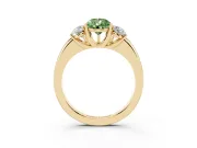 Pear-Shaped Three Stone Engagement Ring Setting for a Fancy Green Lab-Grown Diamond | Matching Side Stones | Yellow Gold