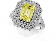 Emerald Cut Halo Split Shank Engagement Ring Setting for a Fancy Yellow Lab-Grown Diamond | White Gold