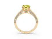 Round Hidden Halo Engagement Ring Setting for a Fancy Yellow Lab-Grown Diamond | Milgrain Pave | Yellow Gold