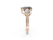 Fancy Black Pear-Shaped Lab-Grown Diamond Three-Stone Ring Set in Rose Gold with Channel-Set Band and Prong Setting
