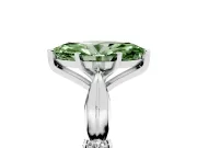 Fancy Green Marquise Cut Diamond Solitaire Twisted Band Ring Set in Silver with Accent Stones and Prong Setting