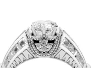 Pear Cut Diamond Vintage-Inspired Milgrain Ring Set in Platinum with Accent Split Shank