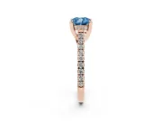Cushion Cut Hidden Halo Pave Engagement Ring Setting for a Fancy Blue Lab-Grown Diamond | Claw Prongs | Rose Gold