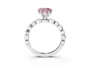 Heart-Shaped Station Engagement Ring Setting for a Fancy Pink Lab-Grown Diamond | Platinum