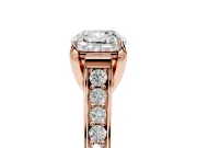 Cushion Cut Graduated Pavé Solitaire Engagement Ring Setting | Wide Pavé Row Band | Rose Gold