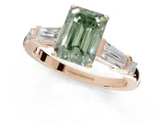 Emerald Cut Tapered Baguette Engagement Ring Setting for a Fancy Green Lab-Grown Diamond | Rose Gold
