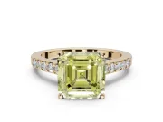 Asscher Cut Pavé Engagement Ring Setting for a Fancy Yellow Lab-Grown Diamond | Crossover Gallery | Yellow Gold