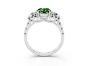 Round Three Stone Engagement Ring Setting for a Fancy Green Lab-Grown Diamond | Accented Shoulders | Platinum