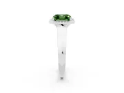 Fancy Green Asscher Cut Diamond Halo Ring Set in White gold with Cathedral Band and Prong Setting