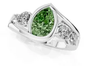 Pear-Shaped Bezel Bypass Engagement Ring Setting for a Fancy Green Lab-Grown Diamond | Platinum