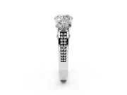 Round Three Stone Engagement Ring Setting | Beaded Shoulders | Platinum